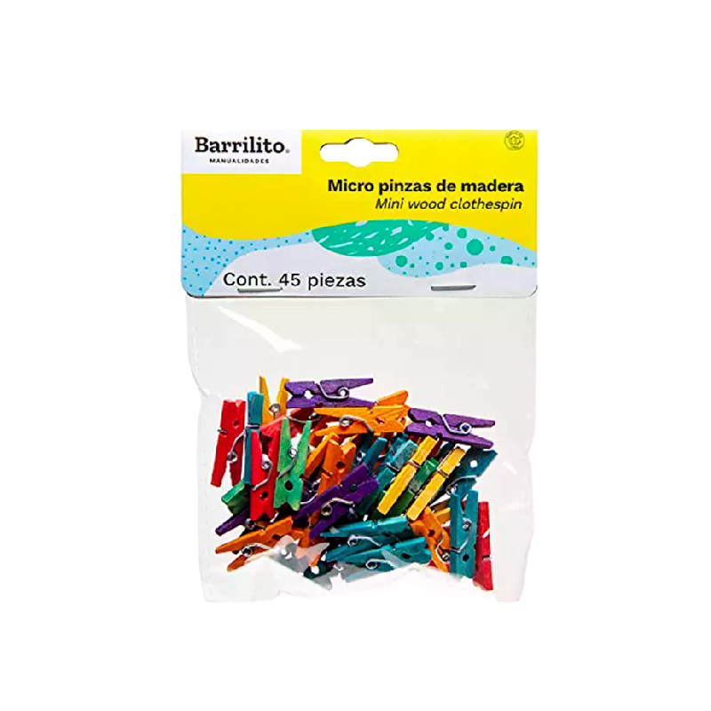 MICRO PINZAS BARRILITO MADERA COLORES