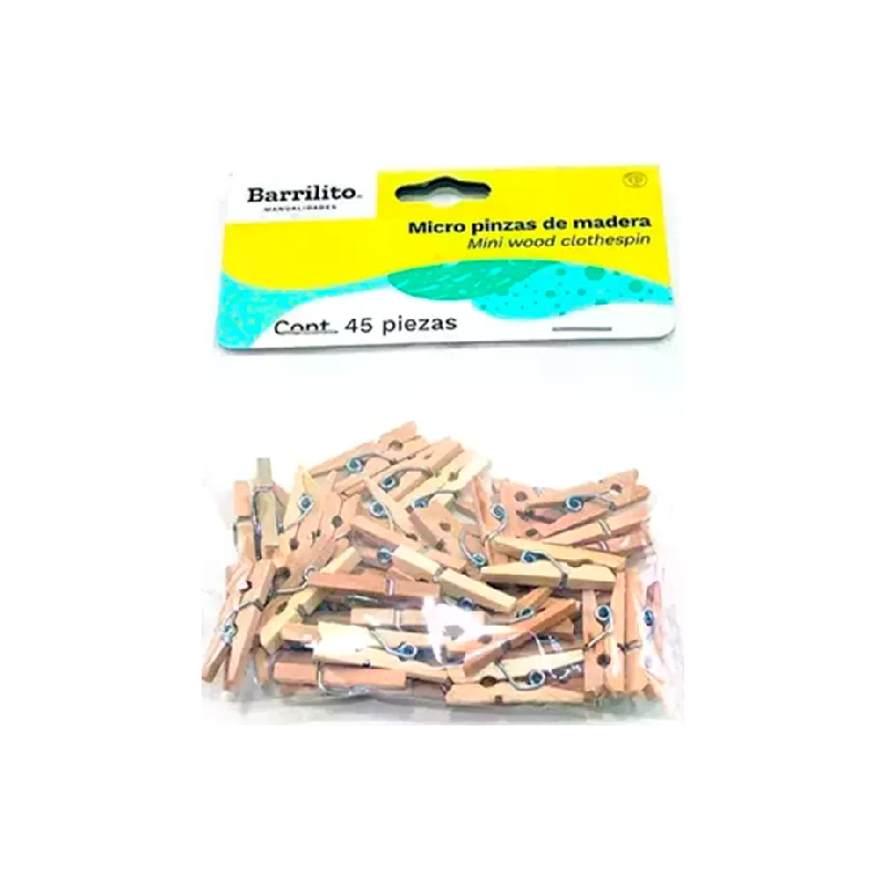MICRO PINZAS BARRILITO MADERA NATURAL