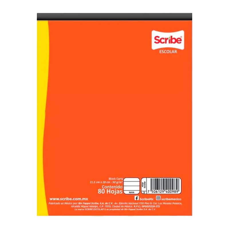 BLOC CARTA SCRIBE CLASICO BLANCO C/80 HOJAS