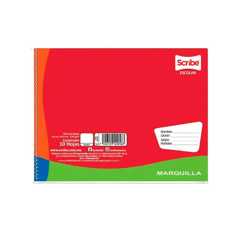 BLOC DE DIBUJO SCRIBE ESPIRAL ES. C/10 HOJAS