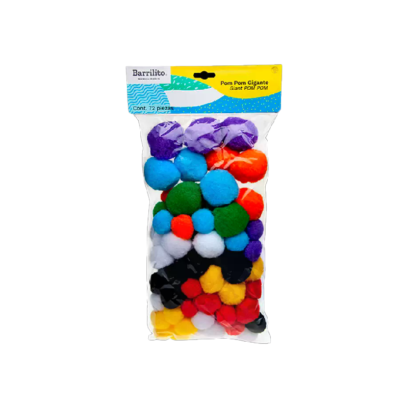 POM POM GIGANTES BARRILITO COLORES C/72