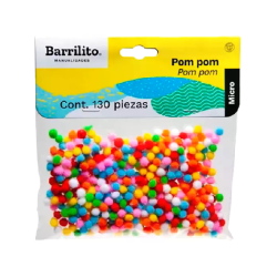 POM POM MICRO BARRILITO COLORES C/500