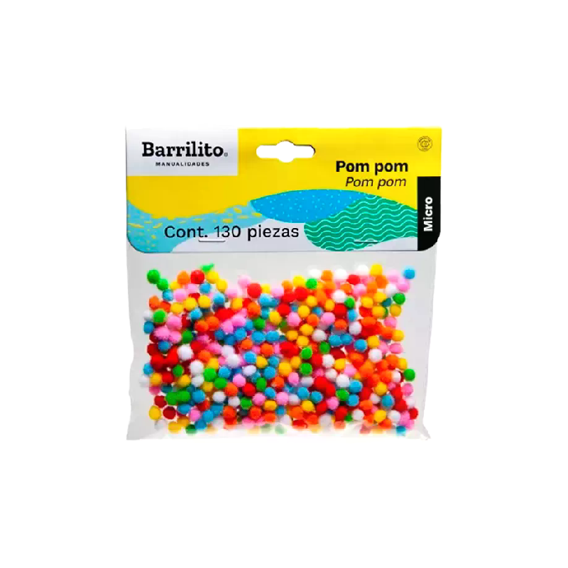 POM POM MICRO BARRILITO COLORES C/500