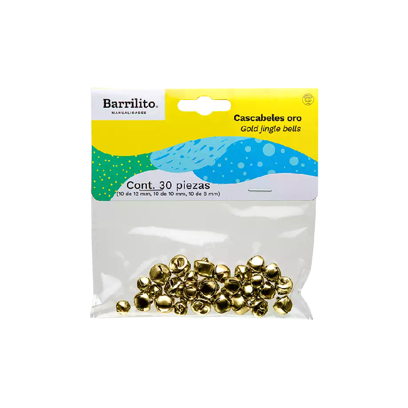 CASCABELES BARRILITO DORADOS C/30