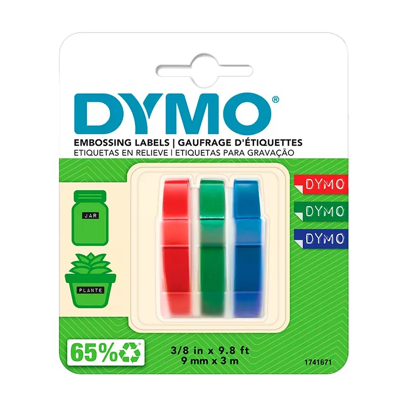 CINTA P/DYMO 3/8X9.8FT C/3 COLORES (D)