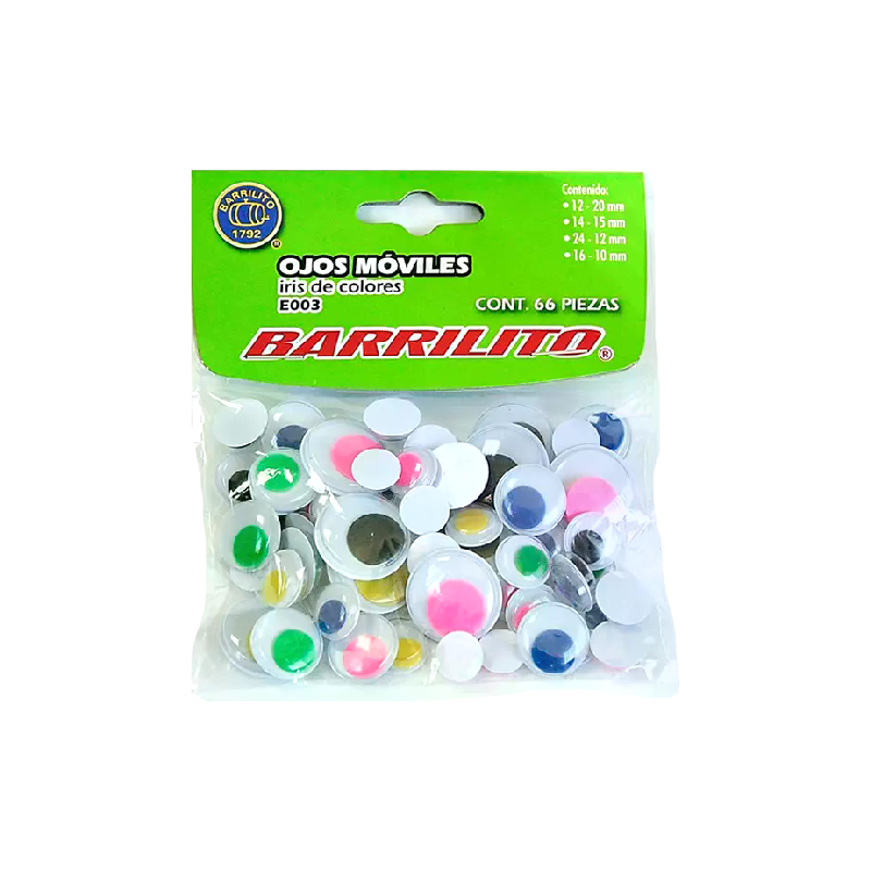 OJITOS MOVILES BARRILITO C/IRIS DE COLORES C/66