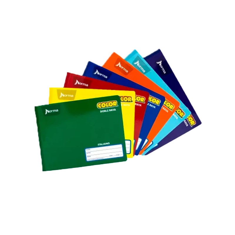 CUADERNO NORMA ITALIANO COLOR COSIDO DOBLE RAYA C/100H