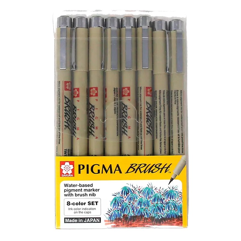 ROTULADOR PIGMA BRUSH C/8 COLORES