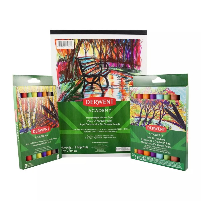 SET DERWENT MARCADORES DUAL + BLOCK C/40 HJS (D)