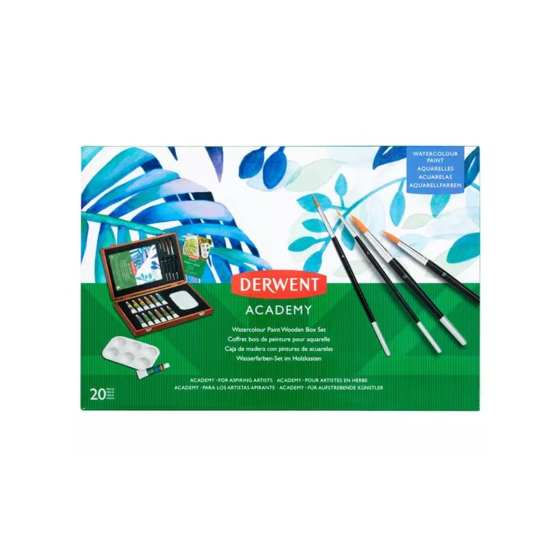SET DERWENT ACUARELA ACADEMY C/12 12ML ESTUCHE DE MADERA