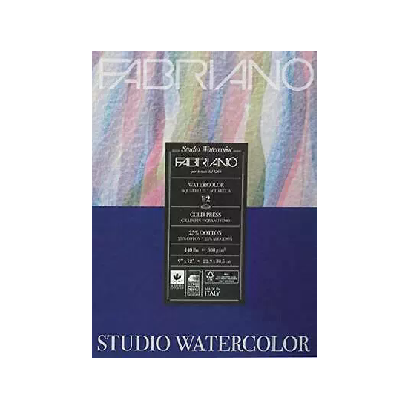 BLOCK ACUARELA FABRIANO 9X12" 300GR C/12